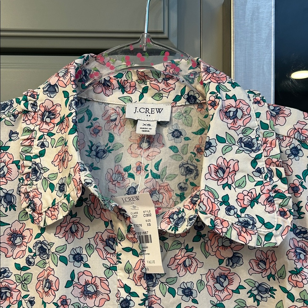 J. Crew Factory Floral Cotton Print Ladies Top XS NWT Cottagecore Farmhouse - Picture 2 of 5